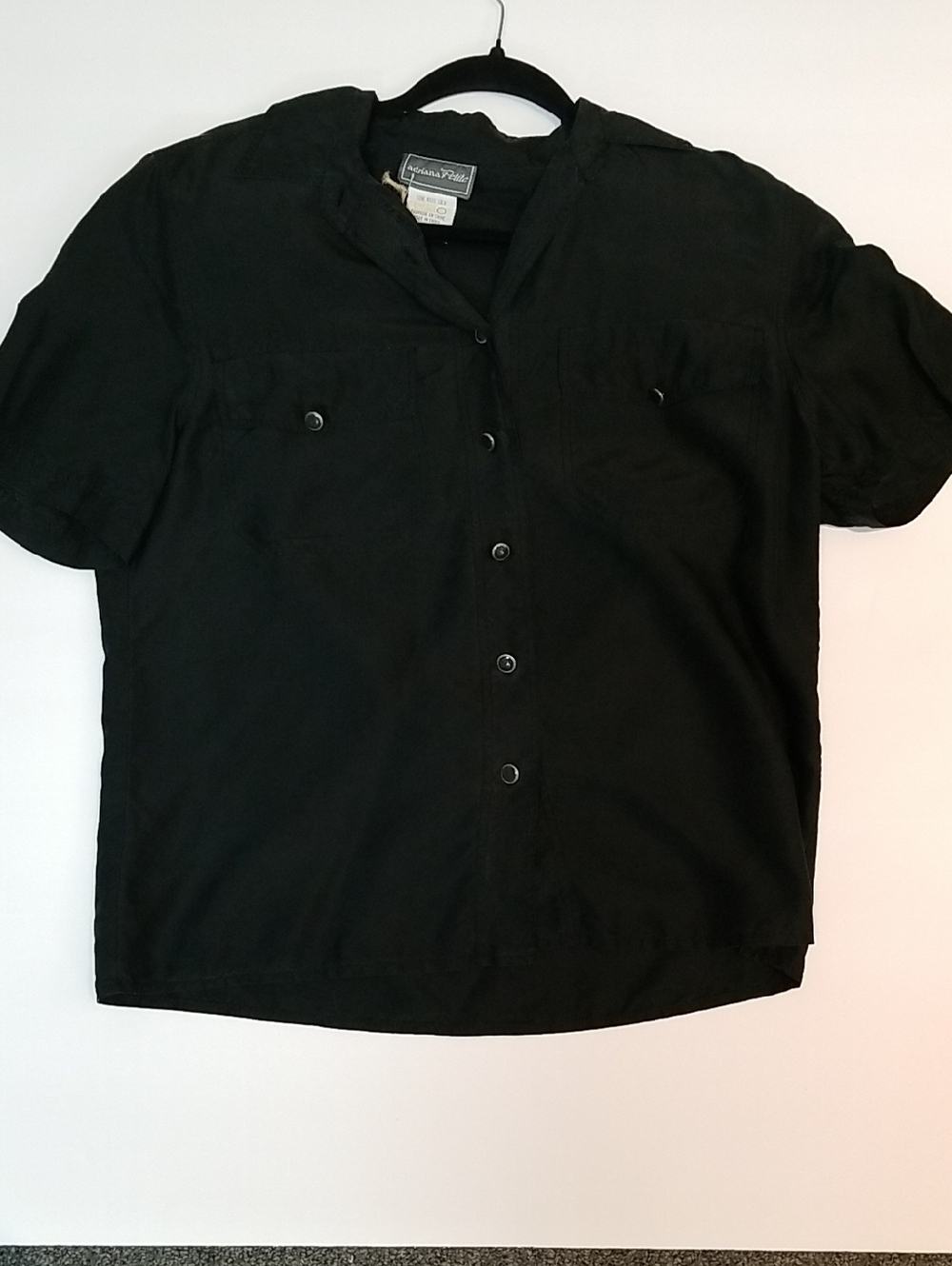 Adriana New York Black Short-Sleeve Button Down Shirt